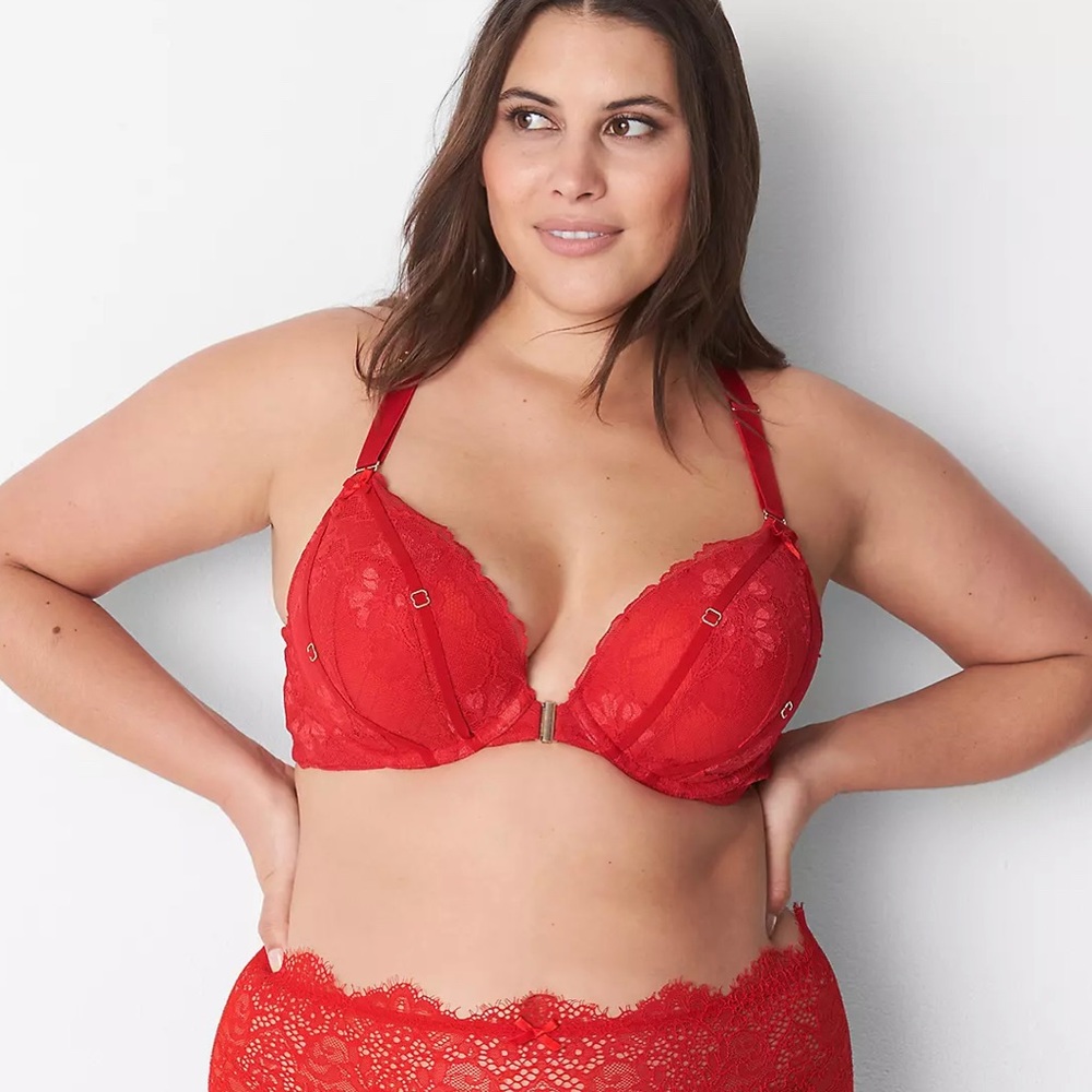 Lane Bryant Lace Heart Boost Plunge Bra 44C NWT